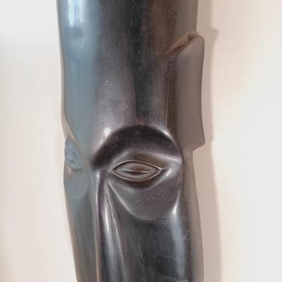 LOT 10: Large Carved Wood Mask from Northern Rhodesia with (3) Small Carved Wood Figures