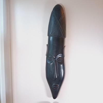 LOT 10: Large Carved Wood Mask from Northern Rhodesia with (3) Small Carved Wood Figures