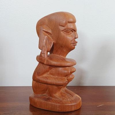 LOT 10: Large Carved Wood Mask from Northern Rhodesia with (3) Small Carved Wood Figures