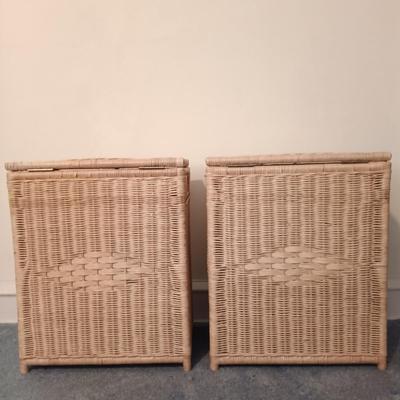 LOT 109: Set of (2) Vintage Wicker Laundry Baskets