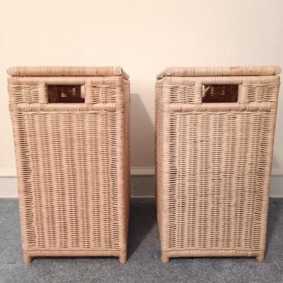 LOT 109: Set of (2) Vintage Wicker Laundry Baskets