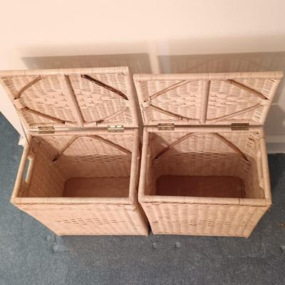 LOT 109: Set of (2) Vintage Wicker Laundry Baskets