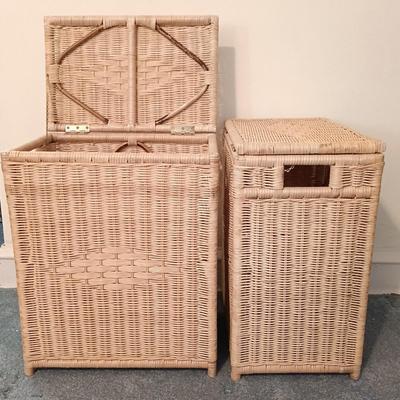 LOT 109: Set of (2) Vintage Wicker Laundry Baskets