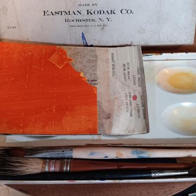 LOT 113: Antique Metal Artist Box w/ J. Rogers Watercolor Box, Sanford's Art Crafts for Beginners 1904 & More