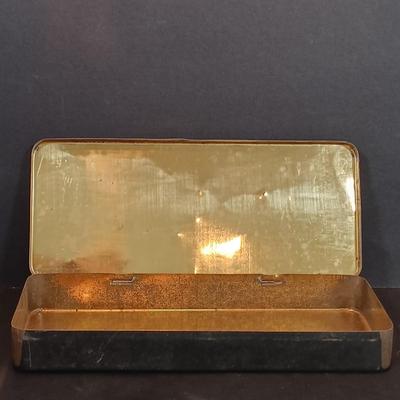 LOT 114: Antique Metal Cash Boxes with Gift of the Colonies Chocolate Tin