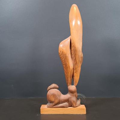 LOT 115: Hand Carved Wood Elephant Napkin Ring and Rabbit with Orchids of Hawaii and PMP Pottery Tiki Mugs