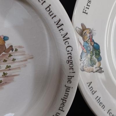 LOT 118: Wedgwood Peter Rabbit Dishware, Northwood N.H. Handpainted Signed Stoneware Jug, Books & More