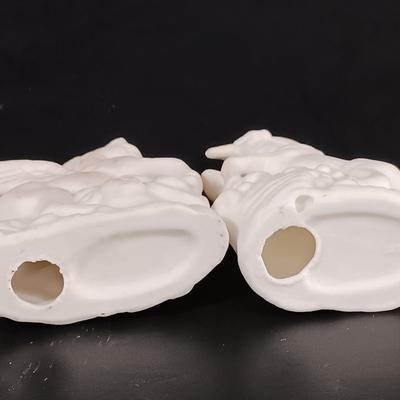 LOT 120: Milk Glass Eggs, Eye Wash Cups, Miniature Bisque Dogs, Porcelain Cigarette Holder Boots & More