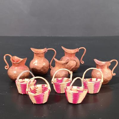 LOT 122: Miniature Copper Pitchers, Handblown Glass Animal, Copper Print Plates, Drafting Tools & More