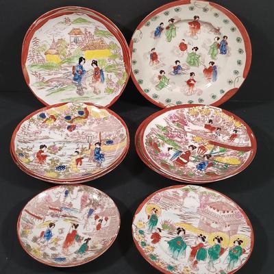 LOT 126: Lacquerware Bowls and Chopsticks, Hand Painted Geisha Themed Saucers, Famille Rose Decorated Dishes & More