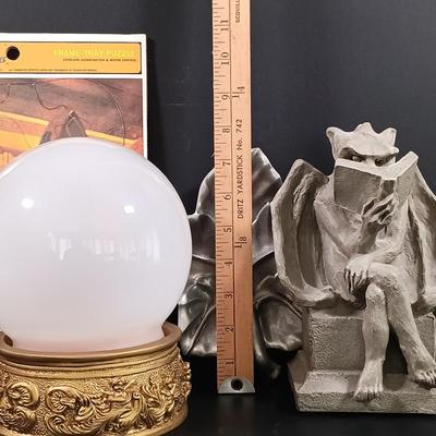 LOT 128: Magic Crystal Ball Kit, 1979 Lord of the Rings Puzzle, Resin Reading Gargoyle & More