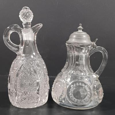 LOT 129: Crystal Collection - Antique Sugar Shaker, Fan Pattern Compote, Syrup Pitcher & More