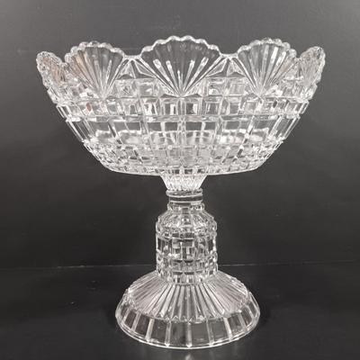 LOT 129: Crystal Collection - Antique Sugar Shaker, Fan Pattern Compote, Syrup Pitcher & More