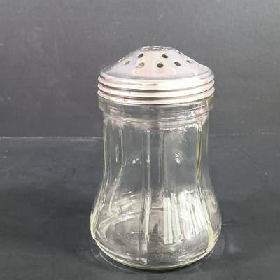 LOT 129: Crystal Collection - Antique Sugar Shaker, Fan Pattern Compote, Syrup Pitcher & More