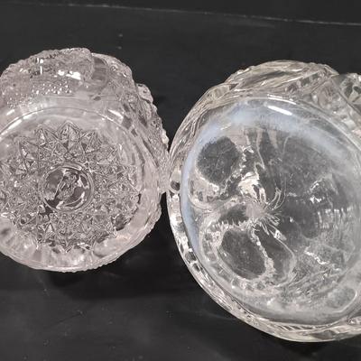 LOT 129: Crystal Collection - Antique Sugar Shaker, Fan Pattern Compote, Syrup Pitcher & More