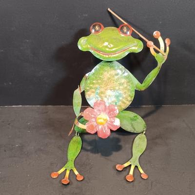 LOT 130: Terra Cotta Dragon Planter, Metal Garden Angel Bird Feeder, Copper Watering Can & More