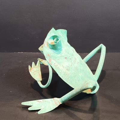 LOT 130: Terra Cotta Dragon Planter, Metal Garden Angel Bird Feeder, Copper Watering Can & More
