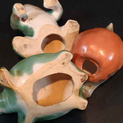 LOT 130: Terra Cotta Dragon Planter, Metal Garden Angel Bird Feeder, Copper Watering Can & More
