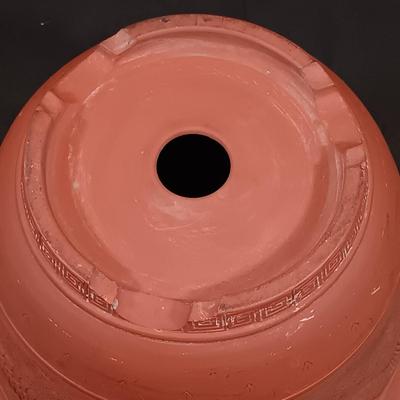 LOT 130: Terra Cotta Dragon Planter, Metal Garden Angel Bird Feeder, Copper Watering Can & More