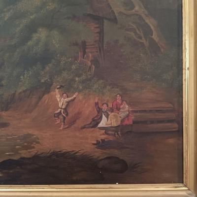 LOT 131: Reproduction Oil Painting of Abraham le Blond's The Mill Stream - Towing the Prize
