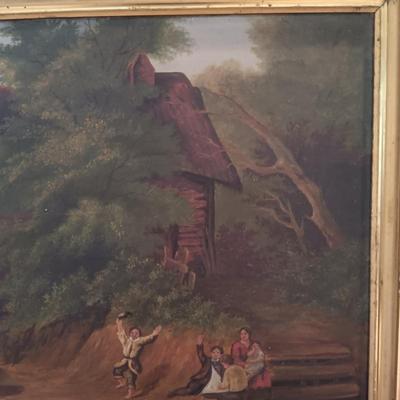 LOT 131: Reproduction Oil Painting of Abraham le Blond's The Mill Stream - Towing the Prize