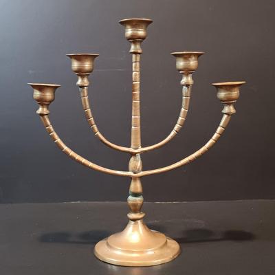 LOT 134: Brass Collection- Stowe Trap Rock Co. Nautical Thermometer, Vase, Candlestick Holders & More