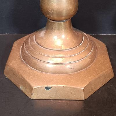 LOT 135: Brass Candlestick Holders with Crystal Vase and Water Goblets