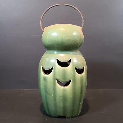 LOT 207: Green Pottery Votive Holders, S. Ballard Signed Pottery Planter & More