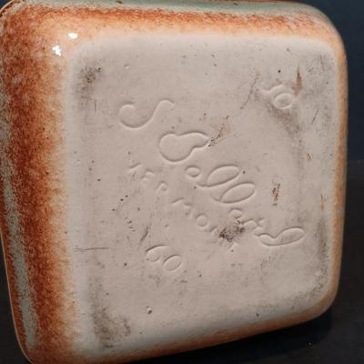 LOT 207: Green Pottery Votive Holders, S. Ballard Signed Pottery Planter & More
