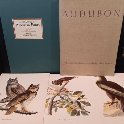 LOT 209: Audobon Birds of America 50 Lithograph Selections & A Treasury of American Prints 100 Etchings and Lithographs 1939