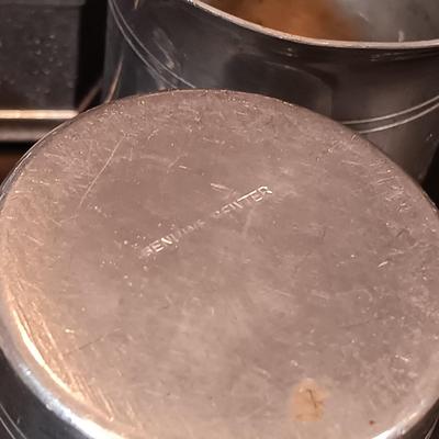 LOT 210: Pewter - Napkin Rings, Plates, Creamer, Sugar Bowl & More