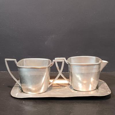 LOT 210: Pewter - Napkin Rings, Plates, Creamer, Sugar Bowl & More