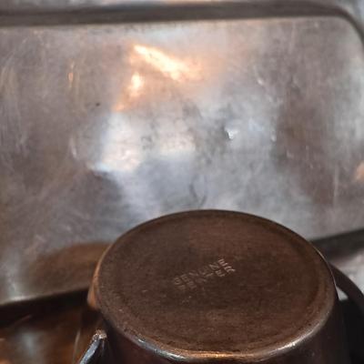 LOT 210: Pewter - Napkin Rings, Plates, Creamer, Sugar Bowl & More