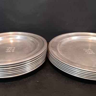 LOT 210: Pewter - Napkin Rings, Plates, Creamer, Sugar Bowl & More