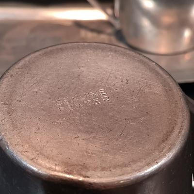 LOT 210: Pewter - Napkin Rings, Plates, Creamer, Sugar Bowl & More