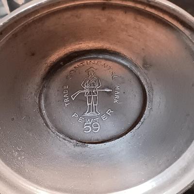 LOT 210: Pewter - Napkin Rings, Plates, Creamer, Sugar Bowl & More