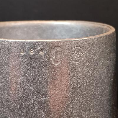 LOT 211: Silverplated Candlestick Holders with Pewter Mugs, Ice Cream Bowls & More