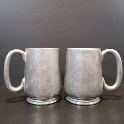 LOT 211: Silverplated Candlestick Holders with Pewter Mugs, Ice Cream Bowls & More
