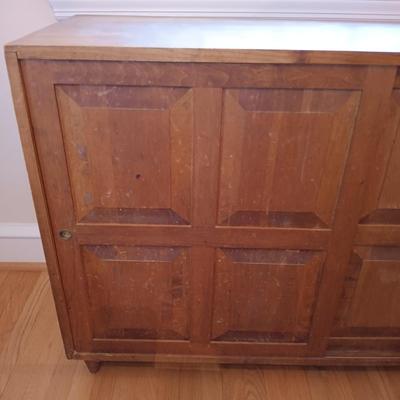 LOT 212: MCM Art Deco Sliding Door Side Board