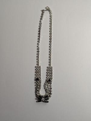 Women's Art Deco Rhinestone Link Black Crystal Necklace