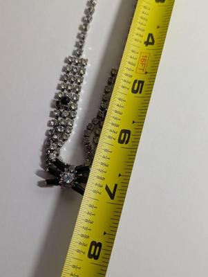 Women's Art Deco Rhinestone Link Black Crystal Necklace