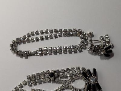 Women's Art Deco Rhinestone Link Black Crystal Necklace