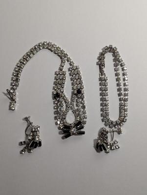 Women's Art Deco Rhinestone Link Black Crystal Necklace