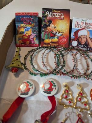 Holiday Christmas Earrings Button Pins #5