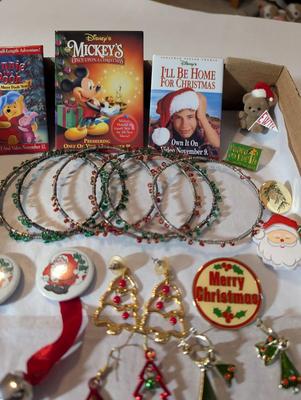 Holiday Christmas Earrings Button Pins #5