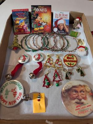 Holiday Christmas Earrings Button Pins #5