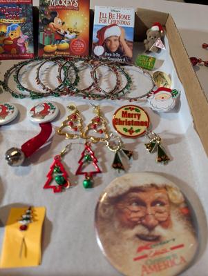 Holiday Christmas Earrings Button Pins #5