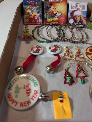 Holiday Christmas Earrings Button Pins #5