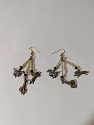 Chandelier Beaded Earrings Zebra Lion & Giraffe Charms #9