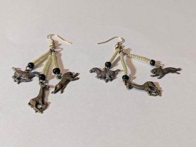 Chandelier Beaded Earrings Zebra Lion & Giraffe Charms #9